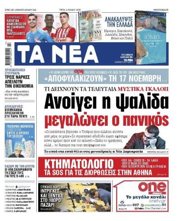 Διαβάστε στα «ΝΕΑ» της Τρίτης: «Ανοίγει η ψαλίδα, μεγαλώνει ο πανικός»