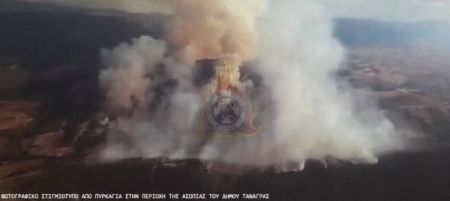 Μεγάλη φωτιά στην Τανάγρα : Ενισχύονται οι πυροσβεστικές δυνάμεις – Εκκενώθηκε Μονή