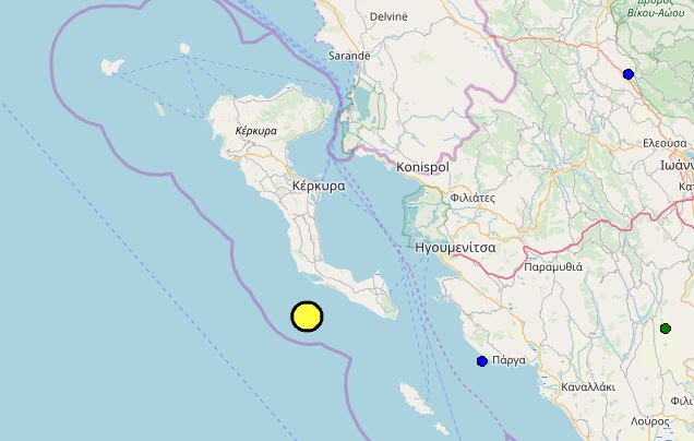 Σεισμός 4 βαθμών νότια της Κέρκυρας