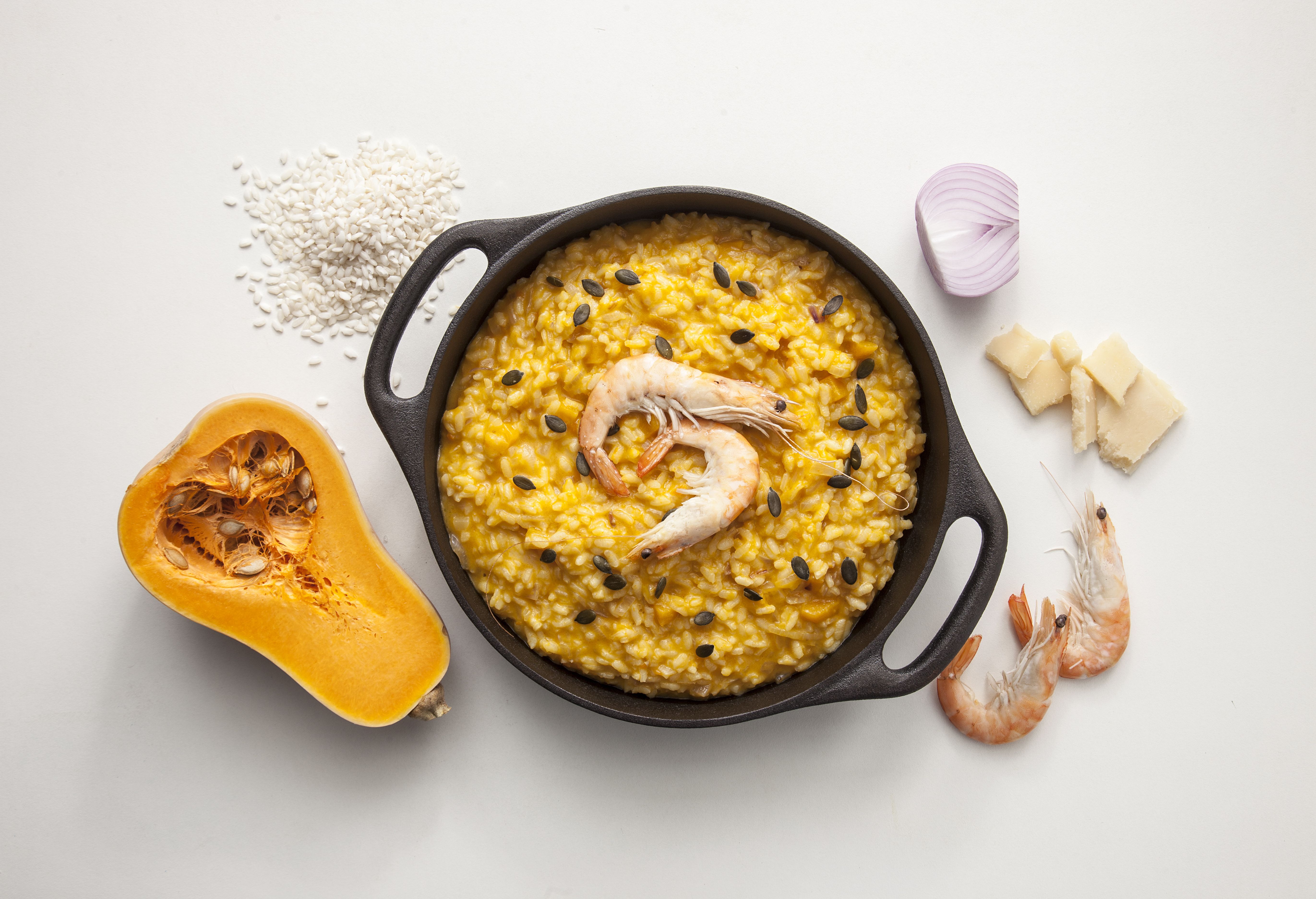 Ριζότο κολοκύθας με γαρίδες