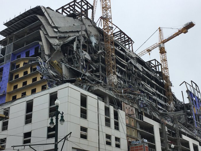 Νέα Ορλεάνη : Η στιγμή που καταρρέι το ξενοδοχείο