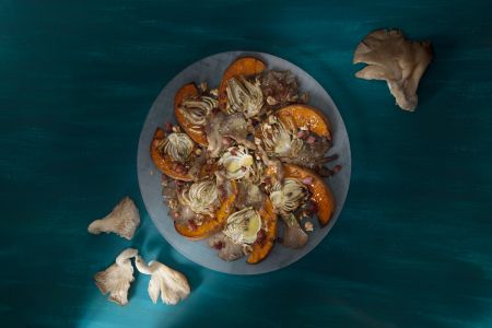 Ψητή κολοκύθα, φινόκιο και πλευρώτους