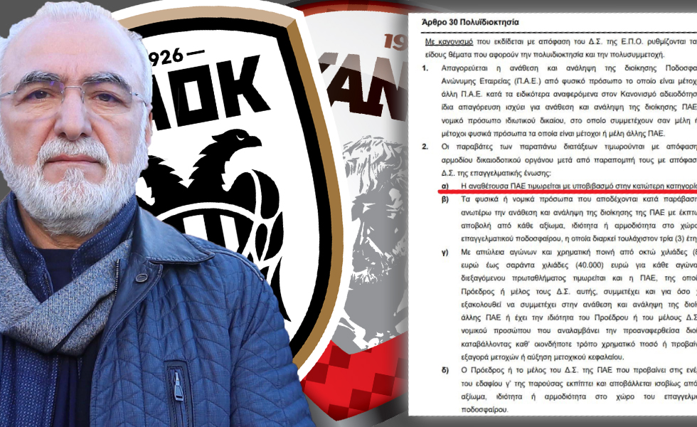 Greek football regulations are relentless: Demotion for PAOK – Xanthi, lifelong ban for Savvidis