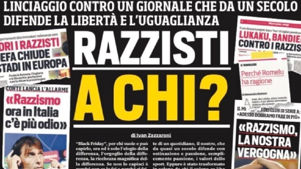 Corriere dello Sport : «Ποιους αποκαλείτε ρατσιστές;»