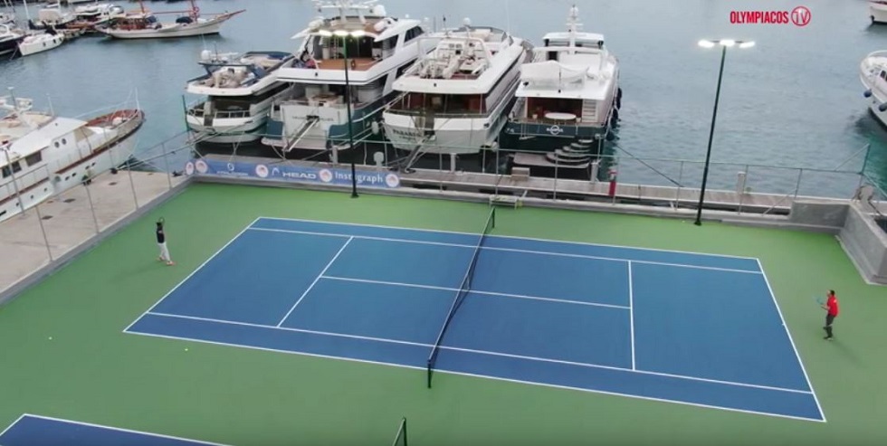 Ολυμπιακός: Τένις με φόντο τη θάλασσα του Πειραιά (vid+pics)