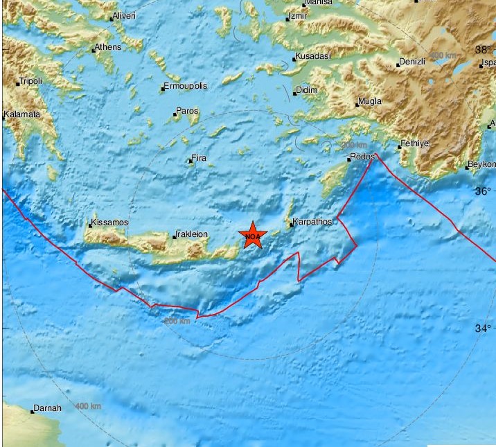 Ισχυρός σεισμός ανατολικά της Κρήτης