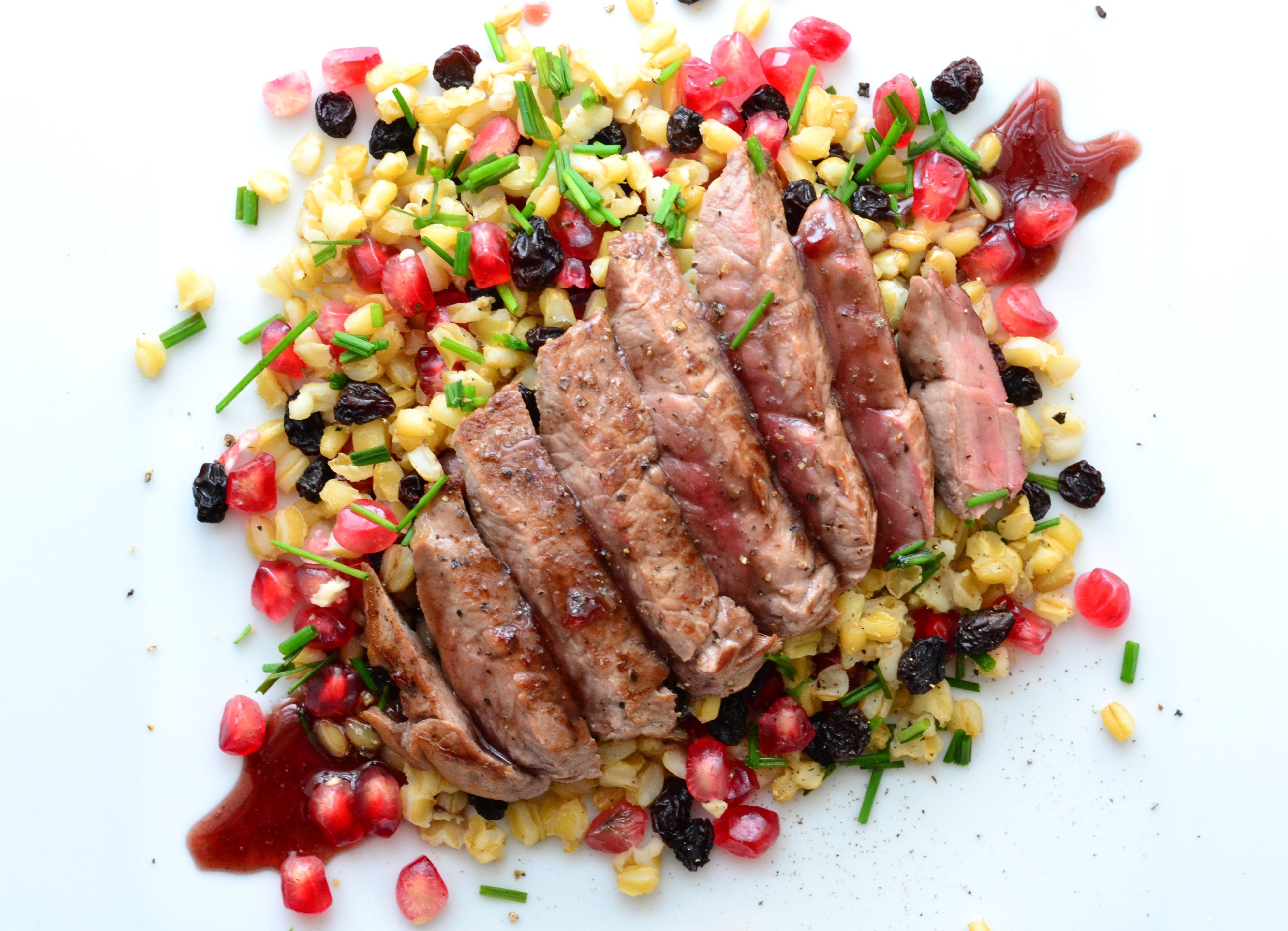 Μοσχαρίσια ταλιάτα με σιτάρι και ρόδι