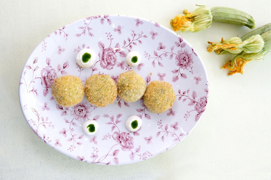 Κολοκυθοκεφτέδες με μανούρι και γραβιέρα