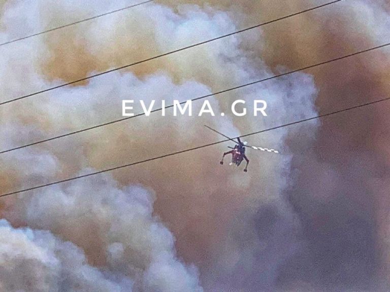 Ανεξέλεγκτη η φωτιά στην Κάρυστο – Εκκενώθηκε προληπτικά οικισμός