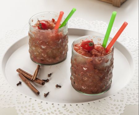 Γρανίτα με ντομάτα και πορτοκάλι