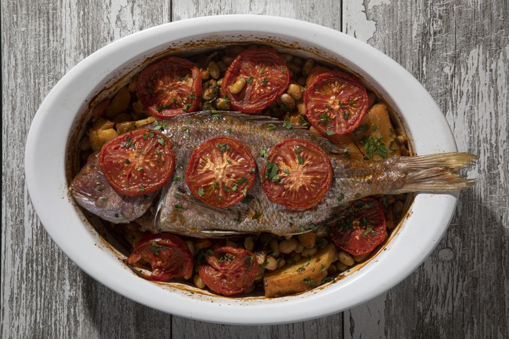 Μπαρμπουνοφάσουλα με φαγγρί