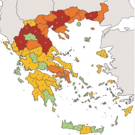 Κορωνοϊός : Αυτός είναι ο επικαιροποιημένος χάρτης – Όλες οι περιοχές ανά επίπεδο