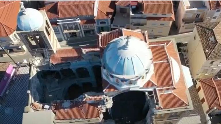 Σεισμός : Η τεράστια καταστροφή στον ναό Κοιμήσεως Θεοτόκου στη Σάμο από ψηλά | tovima.gr