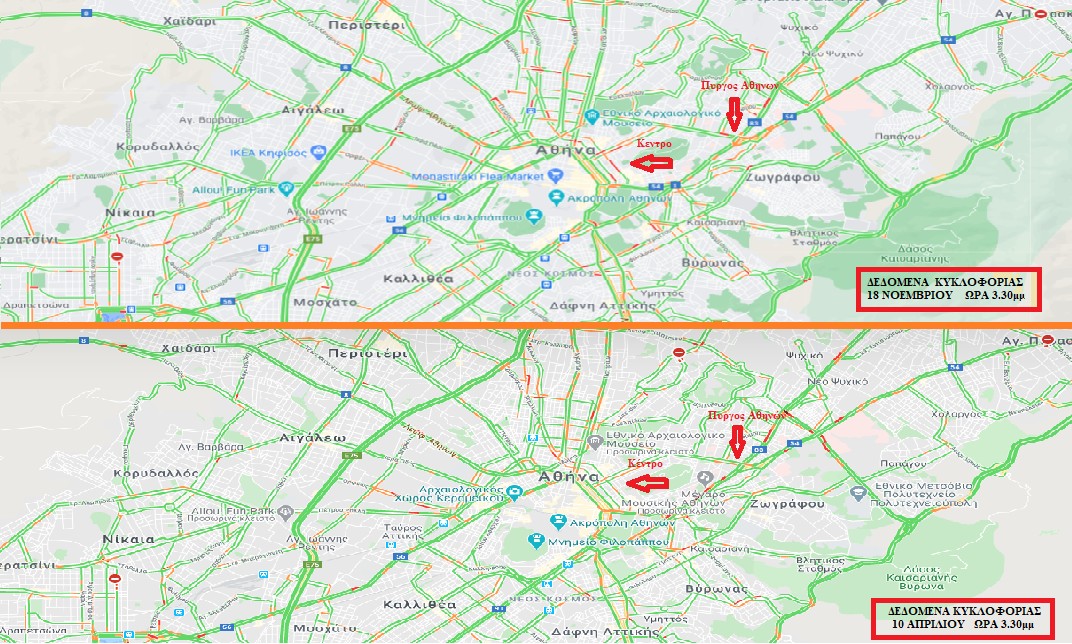 Κυκλοφοριακό : Κρας τεστ ανάμεσα στο πρώτο και το δεύτερο lockdown [χάρτες]