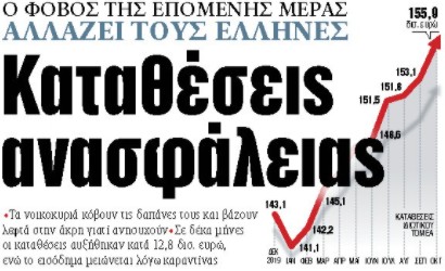 Στα «ΝΕΑ» της Παρασκευής: Καταθέσεις ανασφάλειας