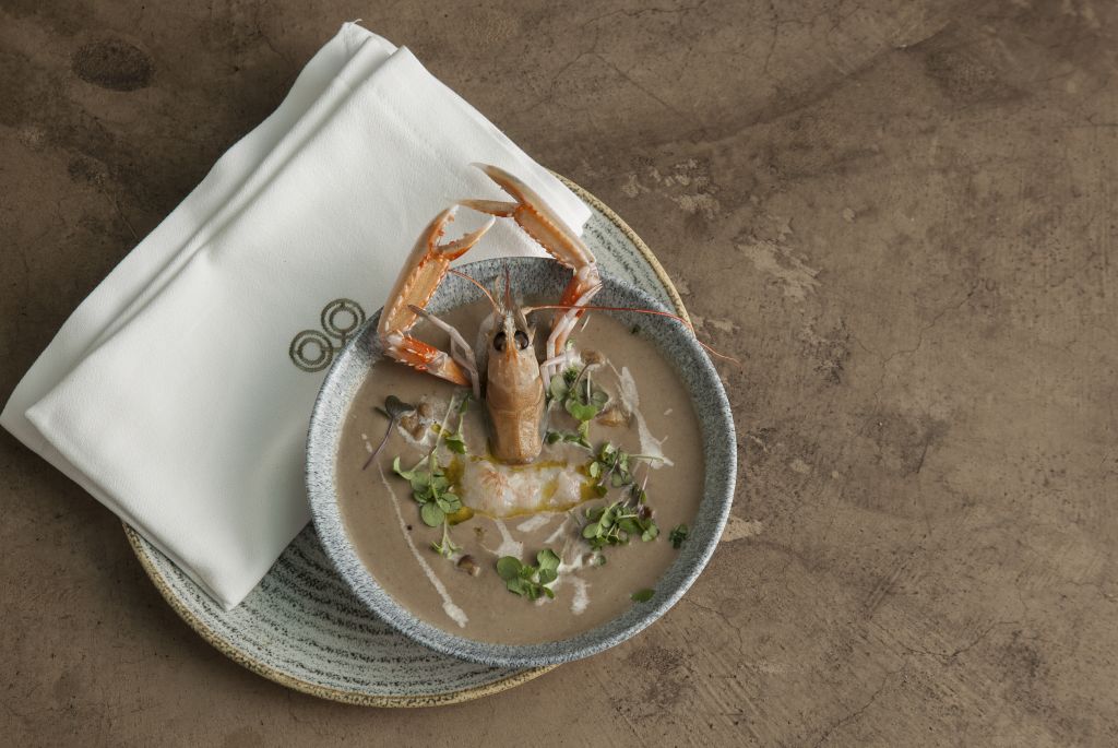 Σούπα κάστανο με καραβίδες