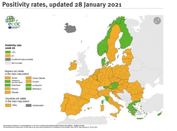 ECDC : Πράσινη όλη η Ελλάδα στον δείκτη θετικότητας | tovima.gr