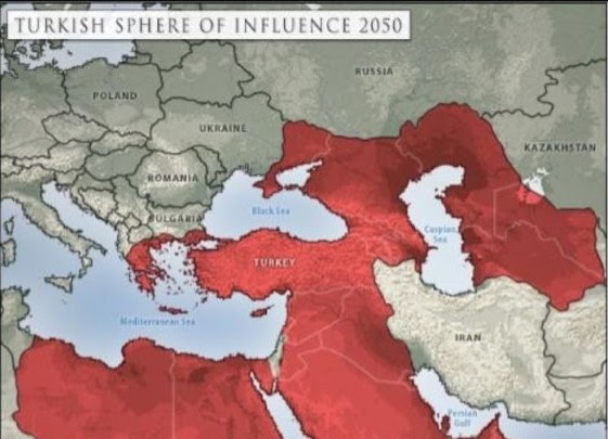 Τουρκία : Προκλητικός χάρτης αναβιώνει την οθωμανική αυτοκρατορία – Οργή Ρωσίας