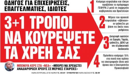 Στα «Νέα Σαββατοκύριακο»: 3+1 τρόποι να κουρέψετε τα χρέη σας