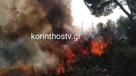 Συναγερμός στην Πυροσβεστική: Επικίνδυνη η φωτιά στα Ίσθμια Κορινθίας – Πλησιάζει σπίτια, εκκενώθηκε ο οικισμός