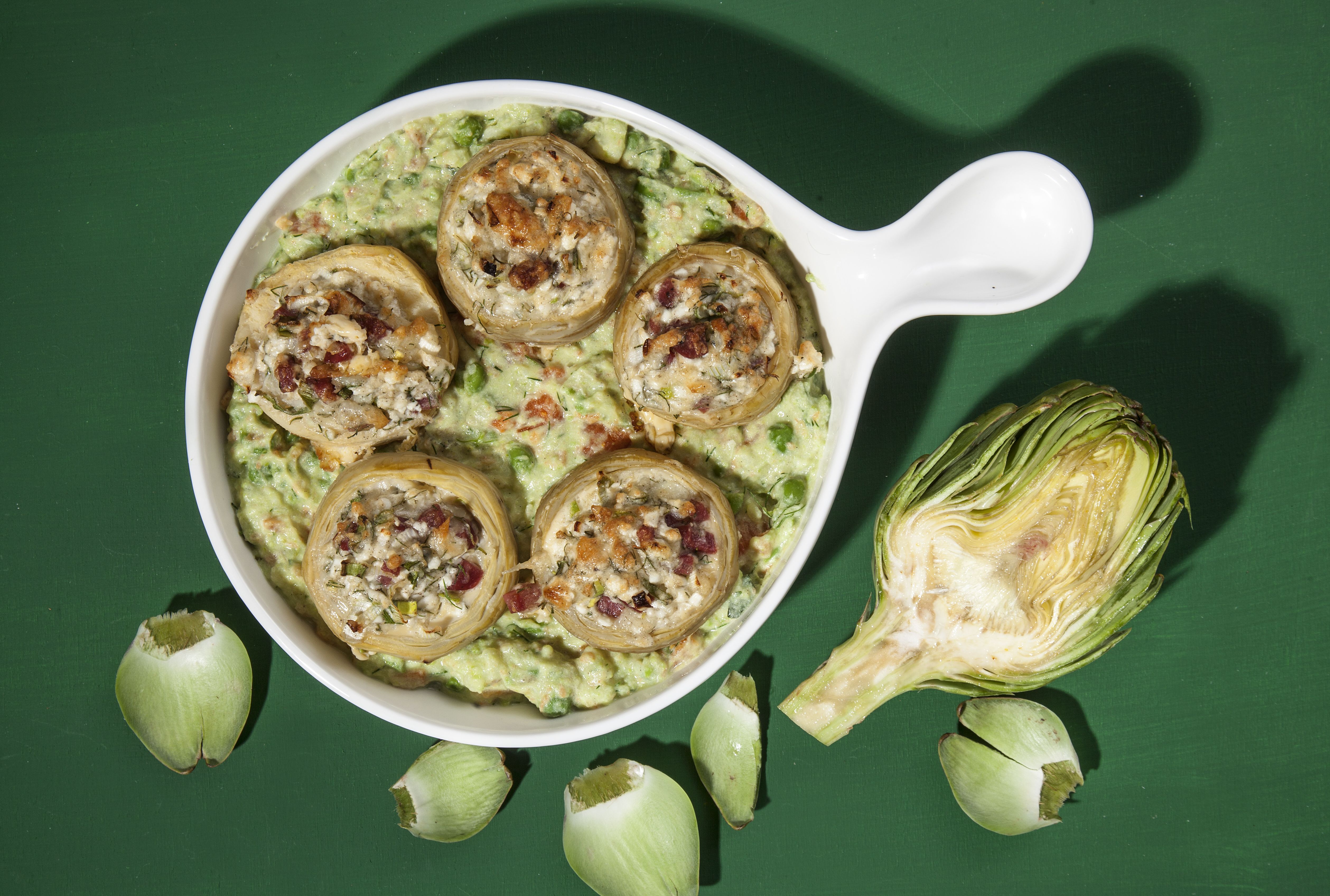 Αγκινάρες γεμιστές με τυριά