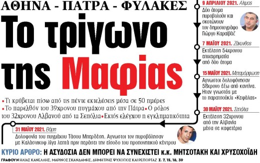 Στα «ΝΕΑ» της Τρίτης: Το τρίγωνο της Μαφίας | tovima.gr