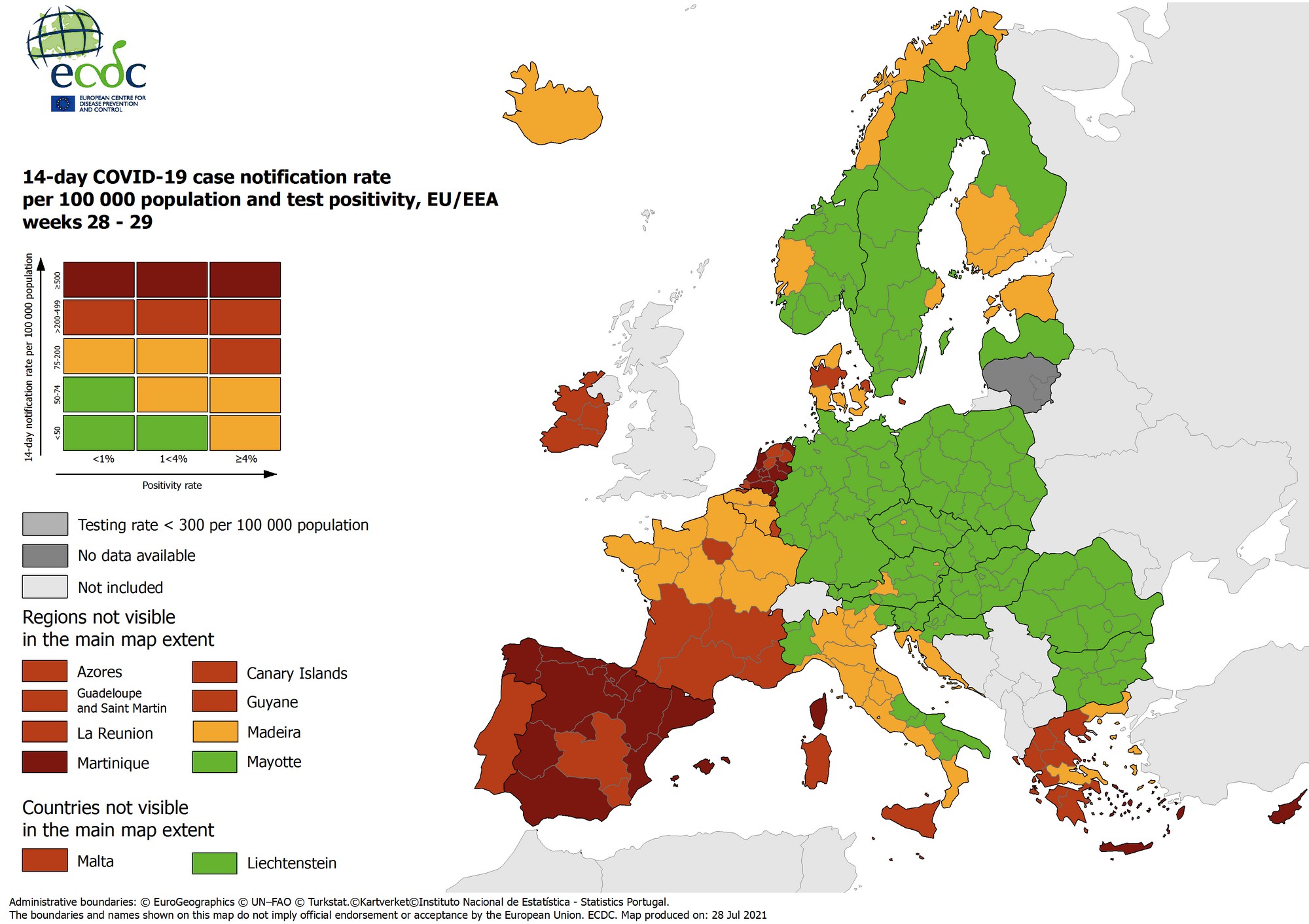 ECDC: Στο πορτοκαλί σχεδόν όλη η Ελλάδα – Ξανά κόκκινη η Κρήτη