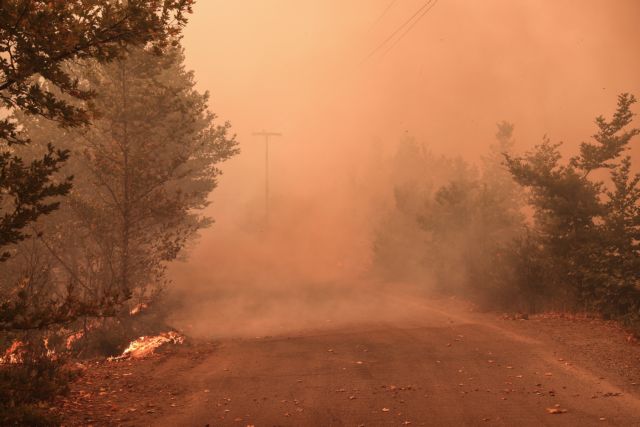 Φωτιά στην Εύβοια – Ανεξέλεγκτο το μέτωπο στο χωριό Τρούπι – Κινδυνεύουν και τα Ήλια