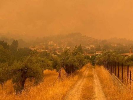 Φωτιά στην Εύβοια – Μάχη με τις φλόγες δίνουν οι κάτοικοι στη Γερακιού