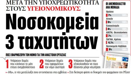 Στα «ΝΕΑ» της Πέμπτης – Νοσοκομεία 3 ταχυτήτων