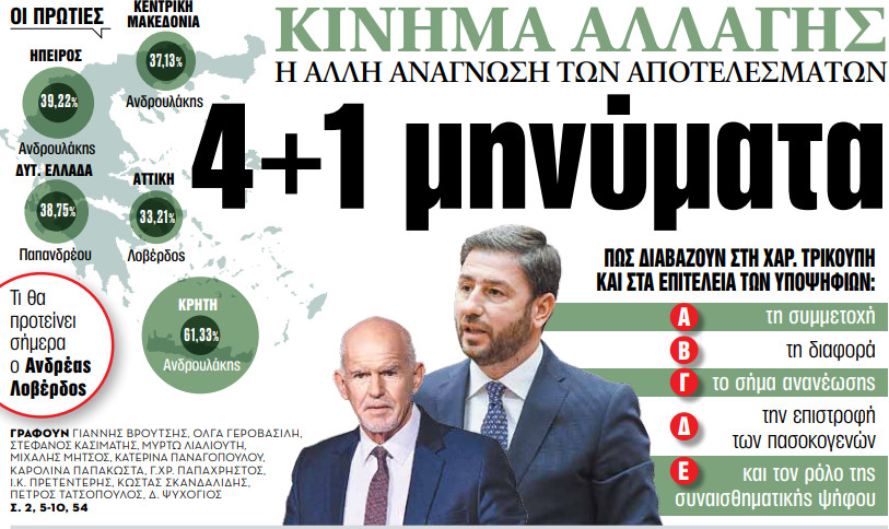 Στα «ΝΕΑ» της Τρίτης – 4+1 μηνύματα