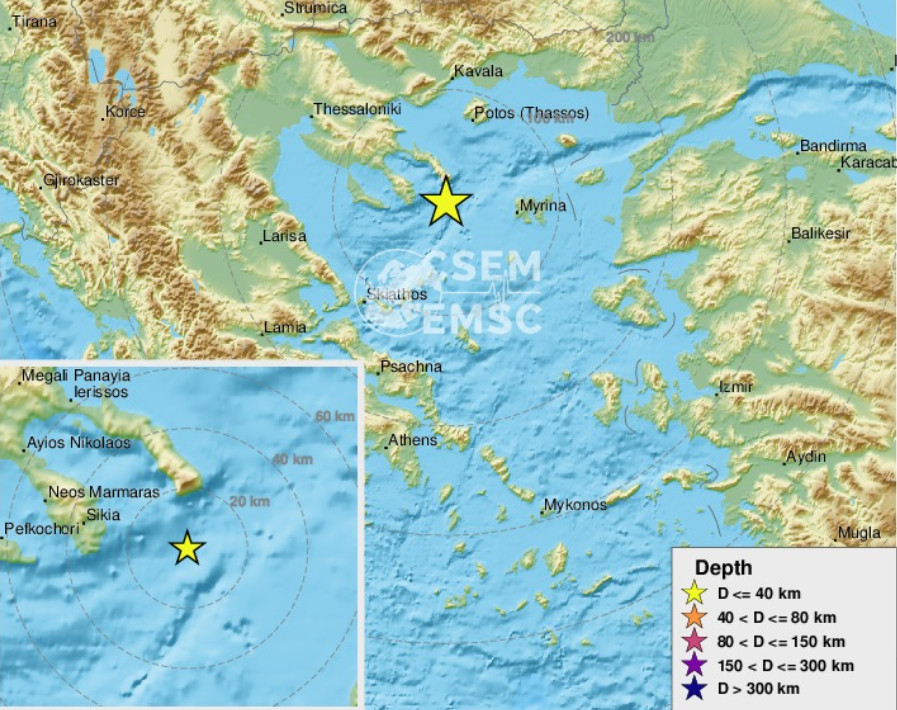 Σεισμός τώρα ανοιχτά της Χαλκιδικής