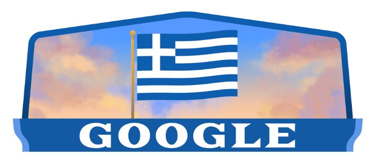 Το doodle της Google με τη γαλανόλευκη για την επέτειο της 25ης Μαρτίου | tovima.gr