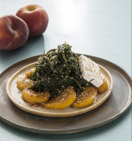 Αλμυρίκια με καραμελωμένα ροδάκινα