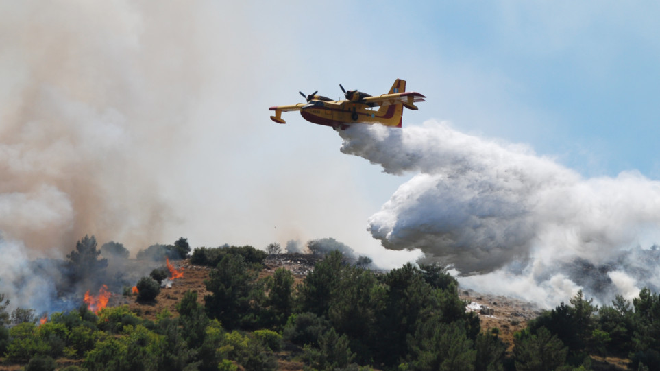Φωτιά στη Λέσβο: Καίει δασική έκταση – Απειλούνται σπίτια
