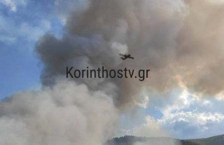 Φωτιά στην Κορινθία: Καίγεται δασική έκταση στην περιοχή Κατακάλι