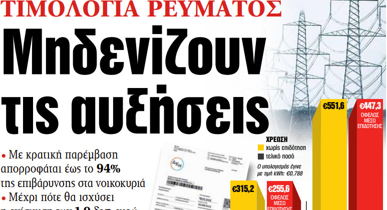 Στα «ΝΕΑ» της Τετάρτης: Μηδενίζουν τις αυξήσεις