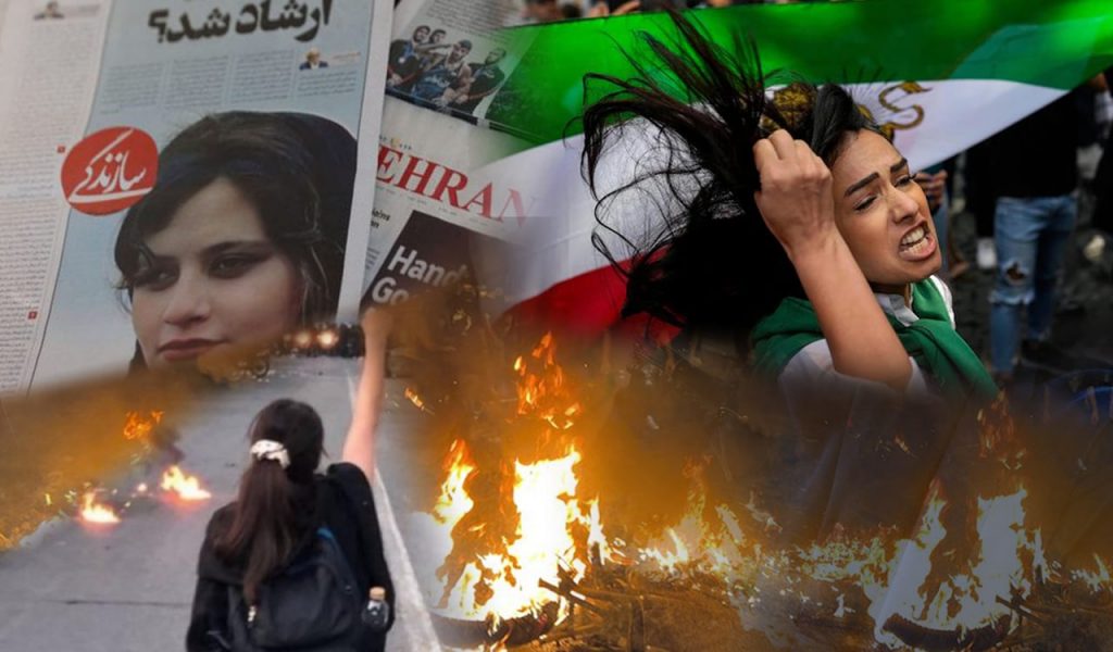Mαχητική διαδήλωση με κόψιμο μαλλιών σε αλληλεγγύη με τις γυναίκες και την εξέγερση στο Ιράν