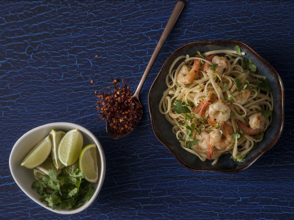 Λιγκουίνι με γαρίδες