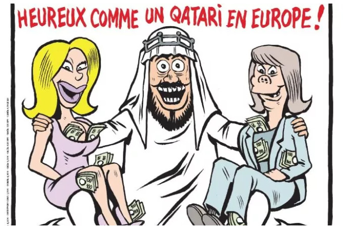 Qatar Gate: «Ευτυχής σαν Εμίρης στην Ευρώπη» – Το αιχμηρό σκίτσο του Charlie Hebdo