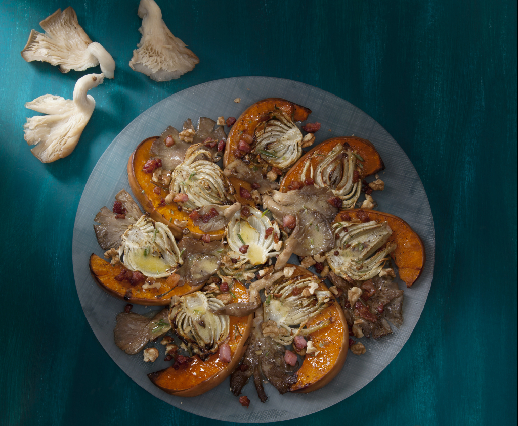 Ψητή κολοκύθα με μανιτάρια