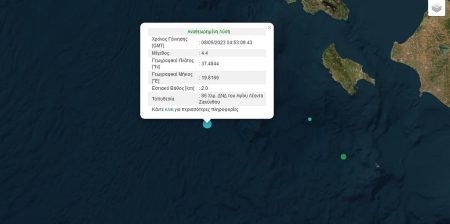 Ζάκυνθος: Σεισμός 4,4 Ρίχτερ – Είχε βάθος μόλις 2 χλμ