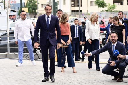 Μητσοτάκης: Εφτασε στα γραφεία της ΝΔ