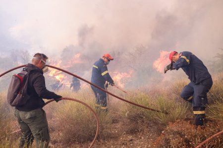 Φωτιά σε δύσβατη περιοχή στη Λάρυμνα Λοκρίδας