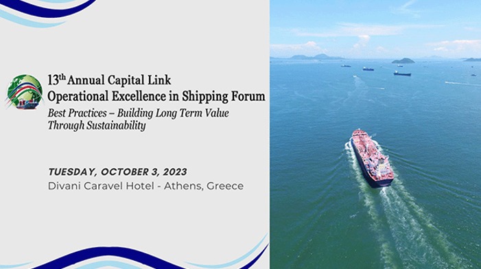 Capital Link: 13ο συνέδριο για την ναυτιλία στις 3 Οκτωβρίου – «Δημιουργία μακροπρόθεσμης αξίας μέσω της αειφορίας»