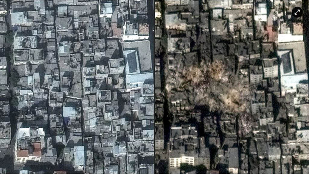 Γάζα: Η Τζαμπάλια πριν και μετά – Δορυφορικές εικόνες μαρτυρούν την καταστροφή