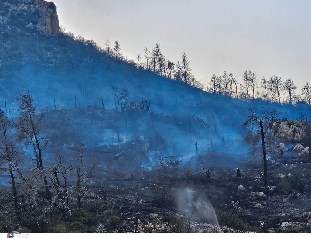 Πάρνηθα: Χωρίς ενεργό μέτωπο η φωτιά στον εθνικό δρυμό