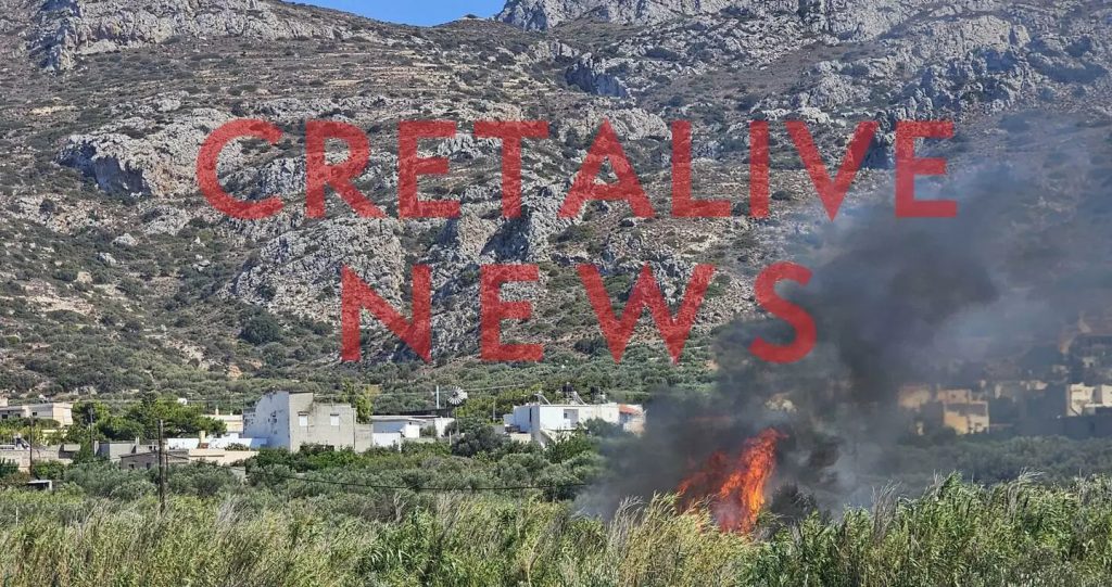 Φωτιά τώρα στην Ιεράπετρα – Στις φλόγες τροχόσπιτο και φιάλες υγραερίου