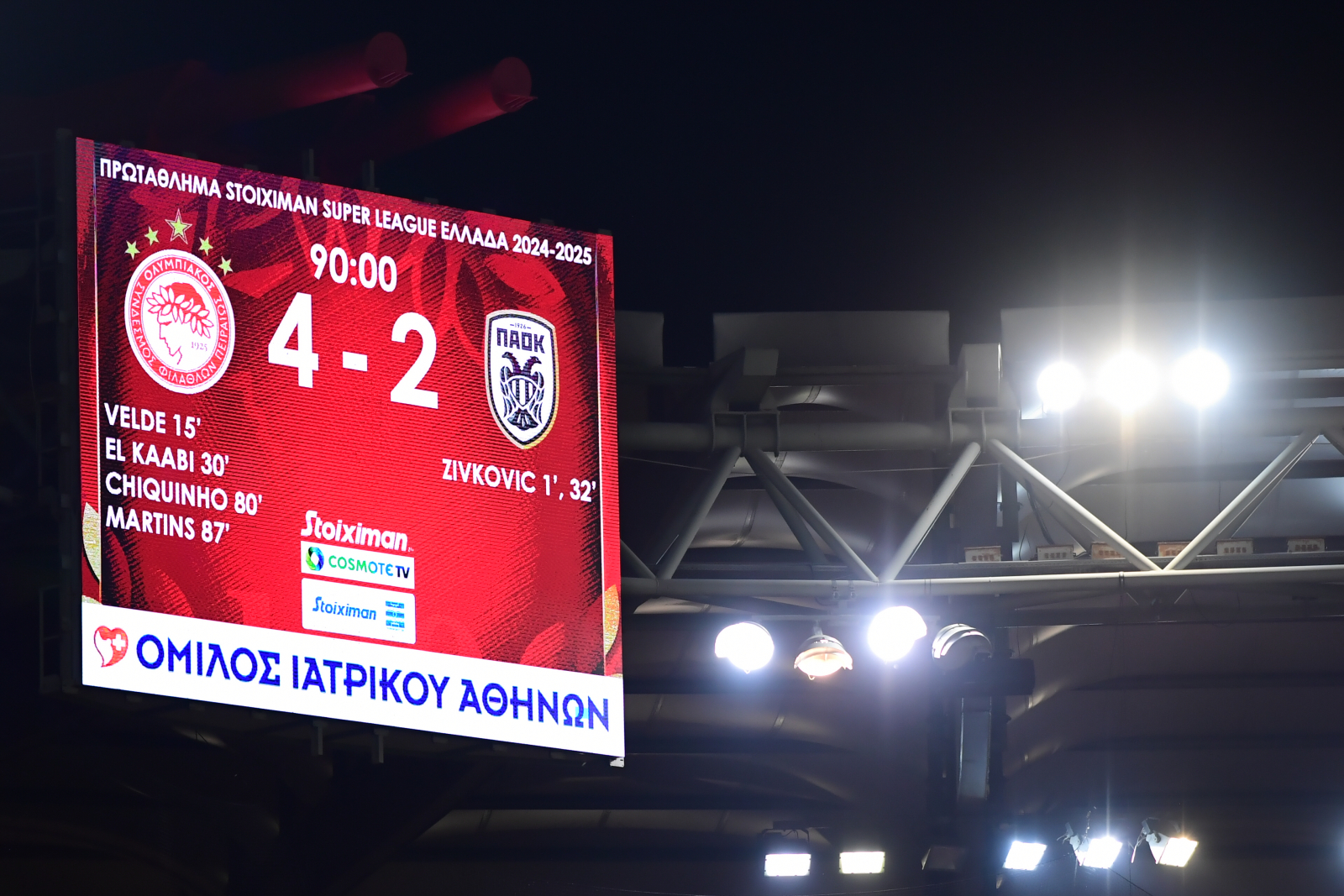 Ολυμπιακός – ΠΑΟΚ 4-2: Φιέστα με τεσσάρα για τους πρωταθλητές