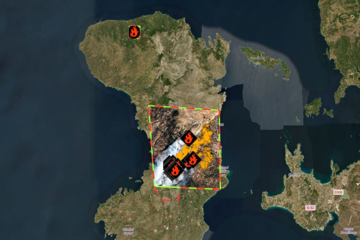 Φωτιά στη Χίο: Χάρτης του Copernicus αποτυπώνει τις περιοχές που κάηκαν